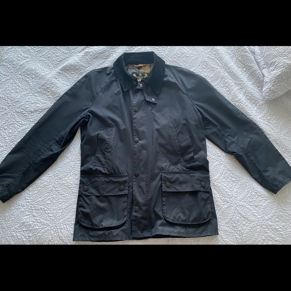 Men’s Barbour Ashby Waxed Cotton Jacket (Blk, Lrg)
